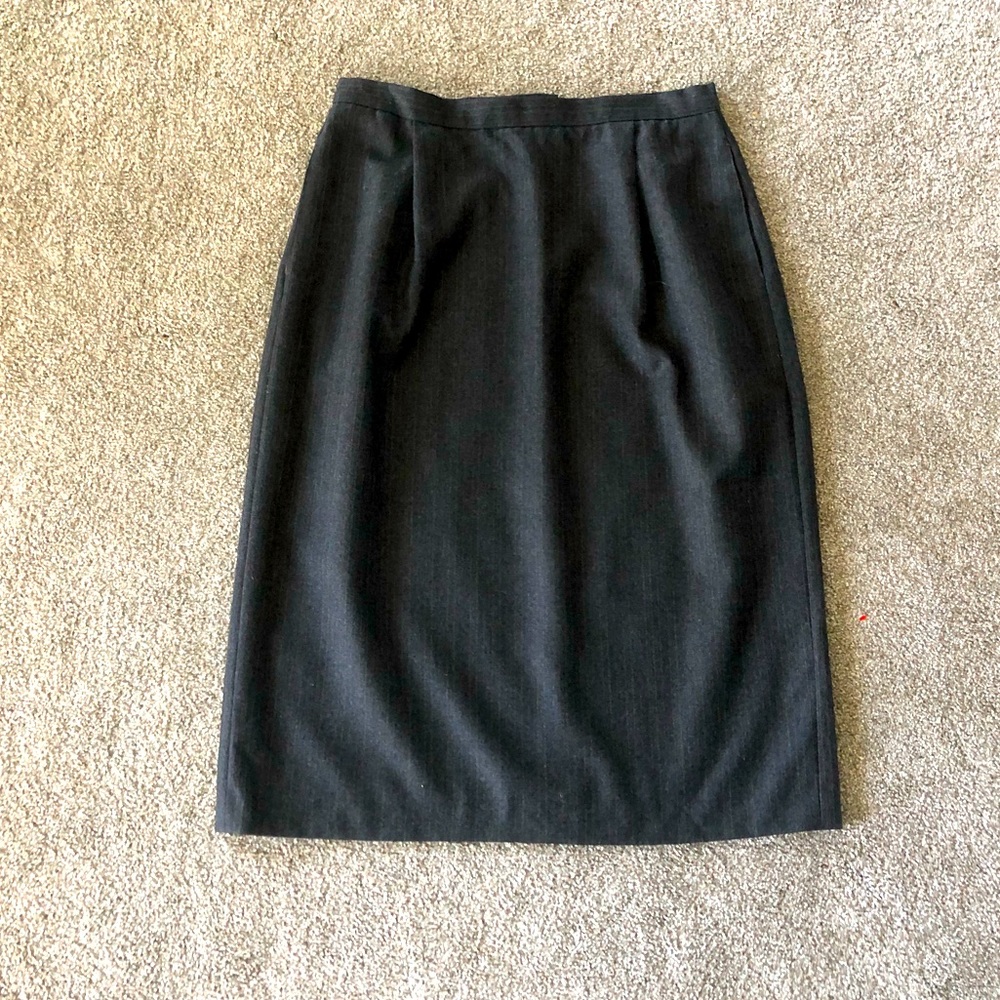 Madison Club Canada Midi Skirt 14P🦋100% Wool Pinstripes Straight Workwear